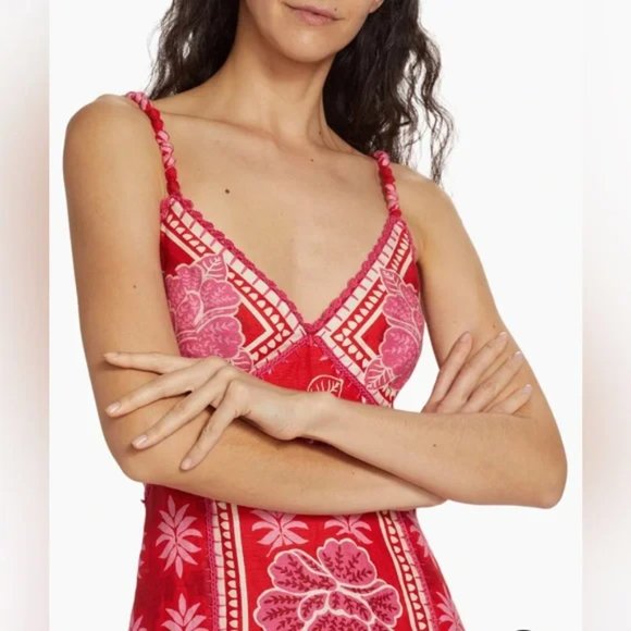 NEW Farm Rio Summer Sunrise Mixed Palm Maxi Dress Size M #1434 - Picture 5 of 13